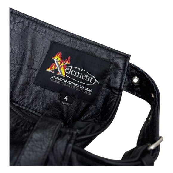 X-ELEMENT Genuine Leather Black Motorcycle Biker CHAPS Pants Womens Size 4 - Picture 4 of 7